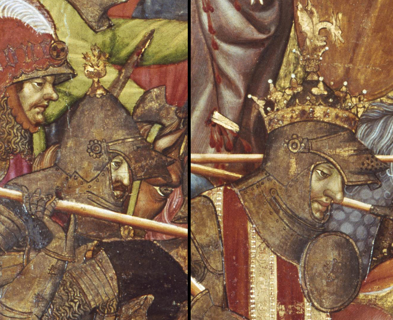 Part of armour inspired by depicts from Altar of St George of the Valencian school, circa 1410./Cz zbroi inspirowanej przedstawieniami z otarza w. Jerzego z warsztatu z Walencji, okoo 1410 rok.